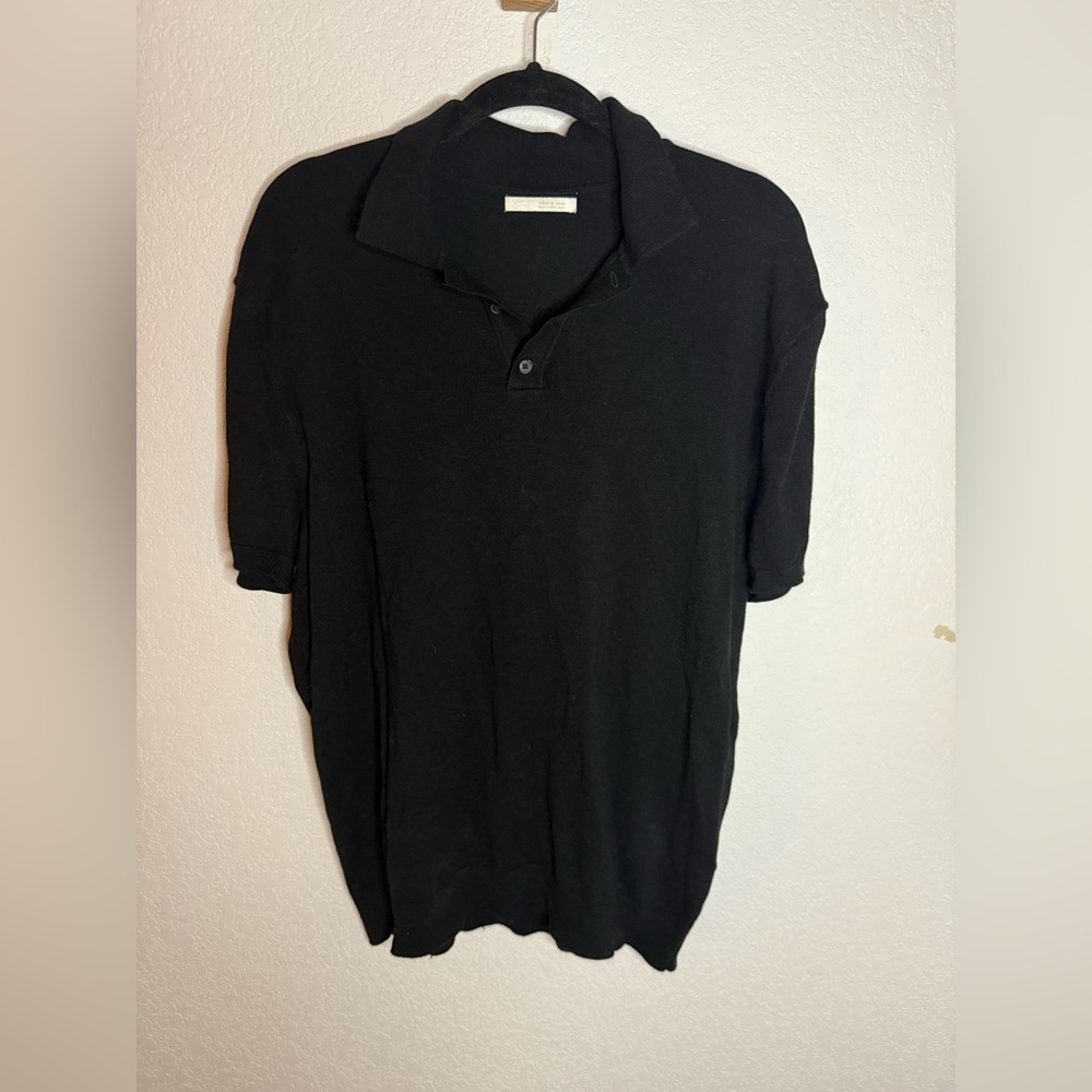 Zara Men's Black Polo dress Shirt